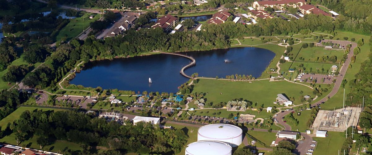 Carrollwood Village Park with Carrollwood Pond visible in the background.